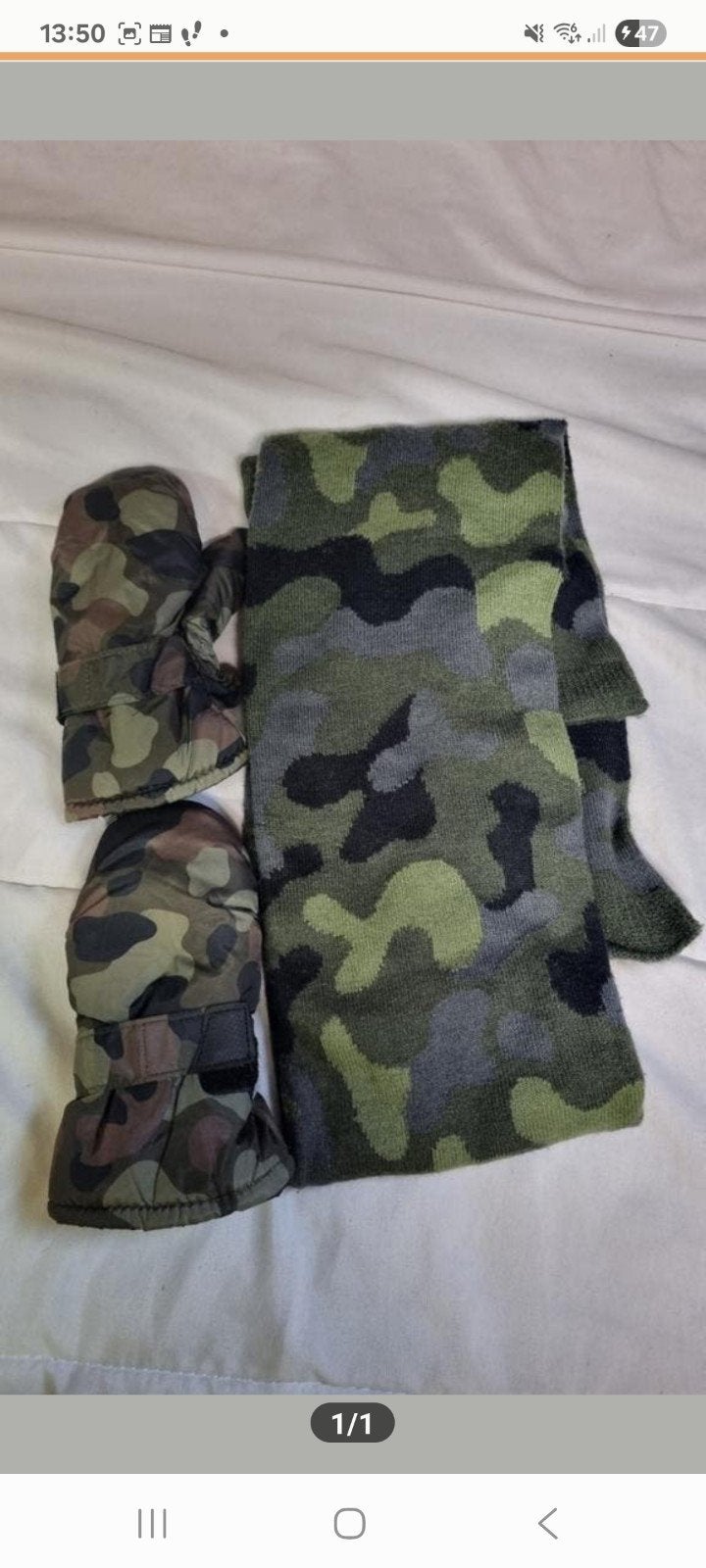 Hema winterset: sjaal en wanten met camouflageprint (98/104), Kinderen en Baby's, Kinderkleding | Mutsen, Sjaals en Handschoenen