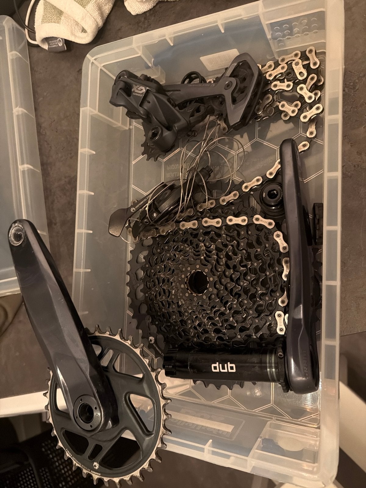 SRAM GX Eagle Groepset met 32T en 34T voorbladen, Ophalen of Verzenden, Gebruikt, Mountainbike, Derailleur of Ketting