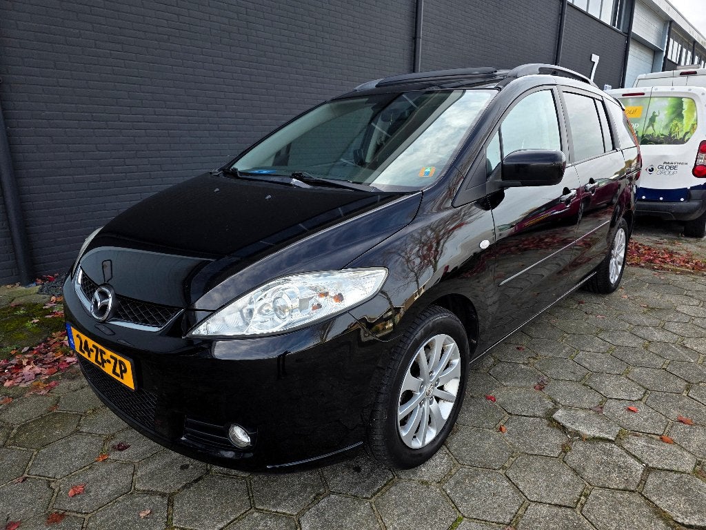 ✅️ Mazda 5 1.8 Benzine 2008 ✅️ 7 Persoons ✅️ Panoramadak ✅️, Auto's, Dealer onderhouden, 4 cilinders, Zwart, Origineel Nederlands
