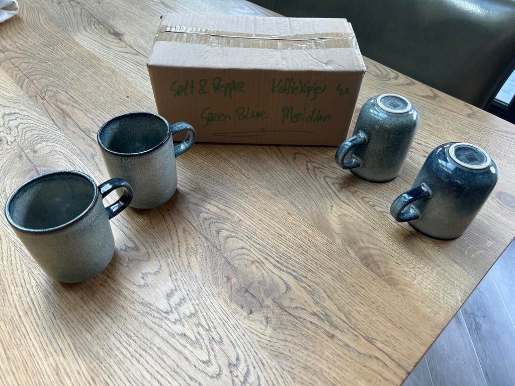 Salt & Pepper Green Blue Meridian Koffiekopjes 12 x, Ophalen, Keramiek, Zo goed als nieuw, Overige stijlen