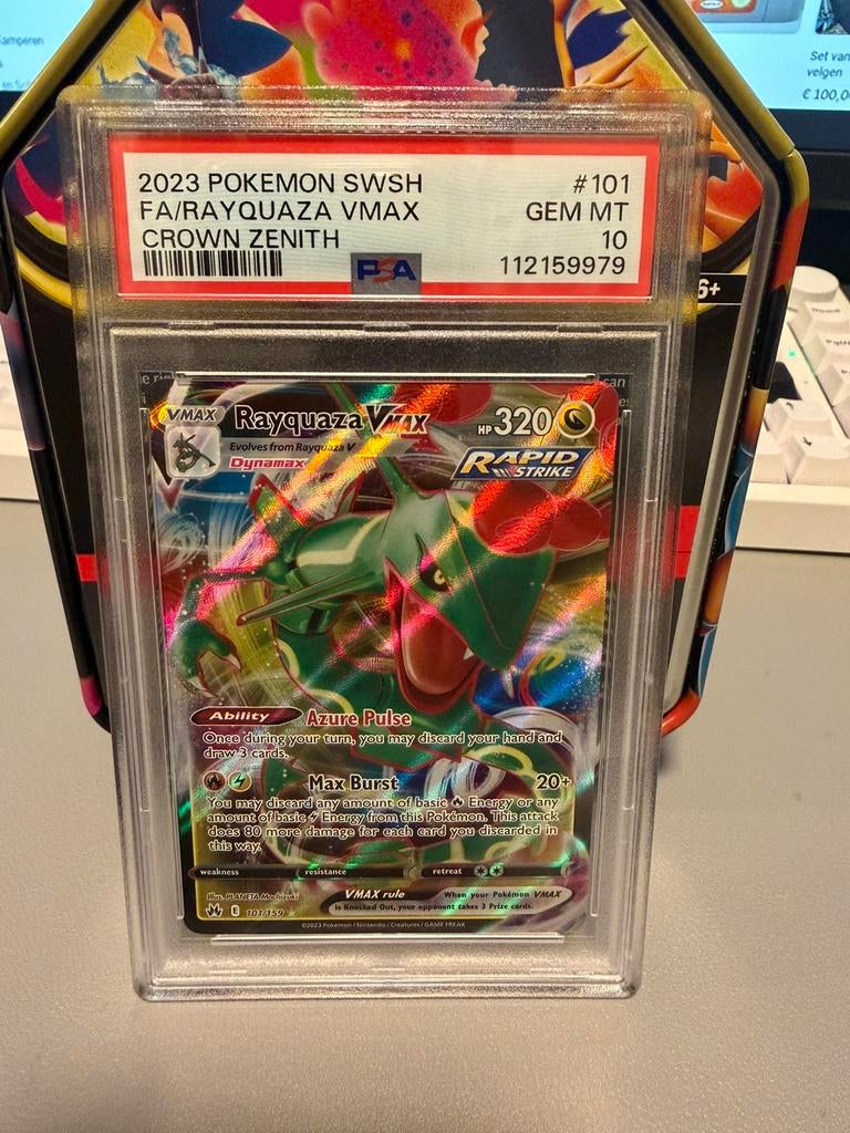 Rayquaza VMAX Crown Zenith PSA 10, Hobby en Vrije tijd, Verzamelkaartspellen | Pokémon, Ophalen of Verzenden, Nieuw, Losse kaart