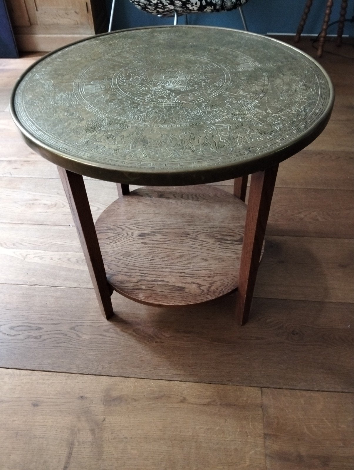 Ottomaanse hand gegraveerde koperen rooktafel, Antiek en Kunst, Ophalen