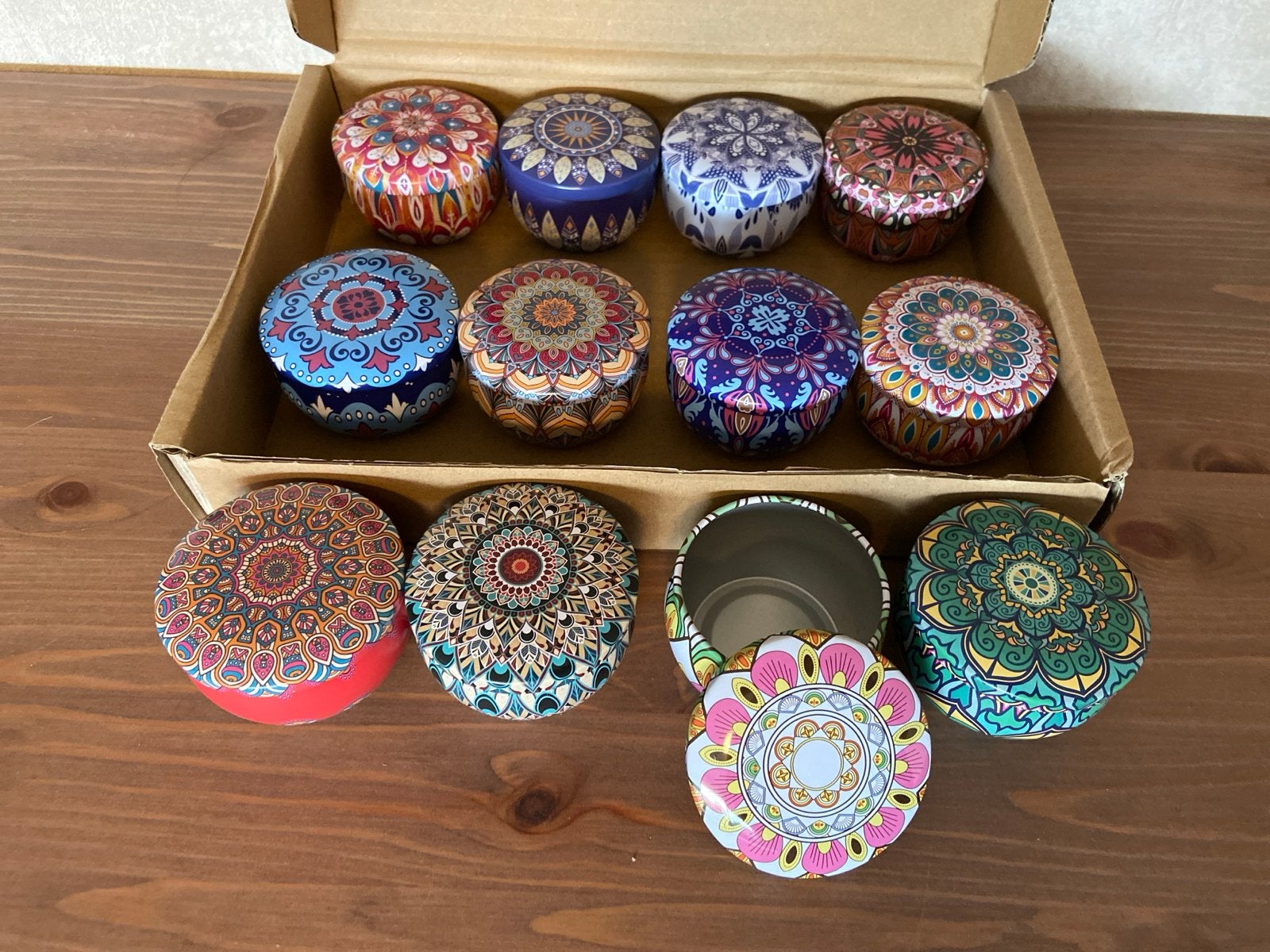 12 Metalen Blikjes 2oz met Mandala Patroon, Ophalen of Verzenden, Nieuw