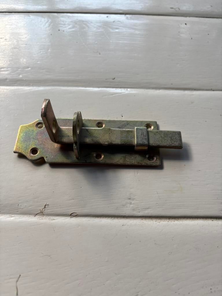 Hangslofschuif 120mm geel - Deurschuif, Ophalen of Verzenden, Nieuw, IJzer, Schuif of Grendel