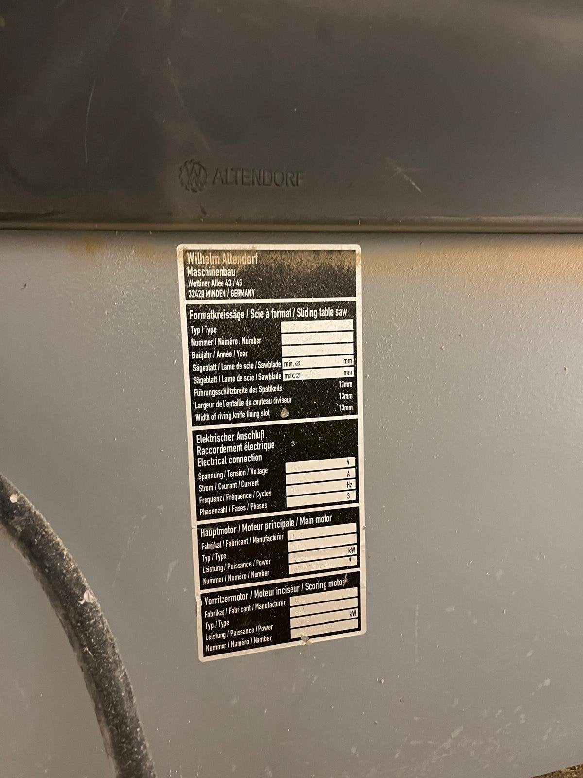 Nette Altendorf F45 Formaatzaag - Rolwagen 3200, Ophalen, Altendorf Gmbh, Jos@verheulmachine techniek.com, Duitsland