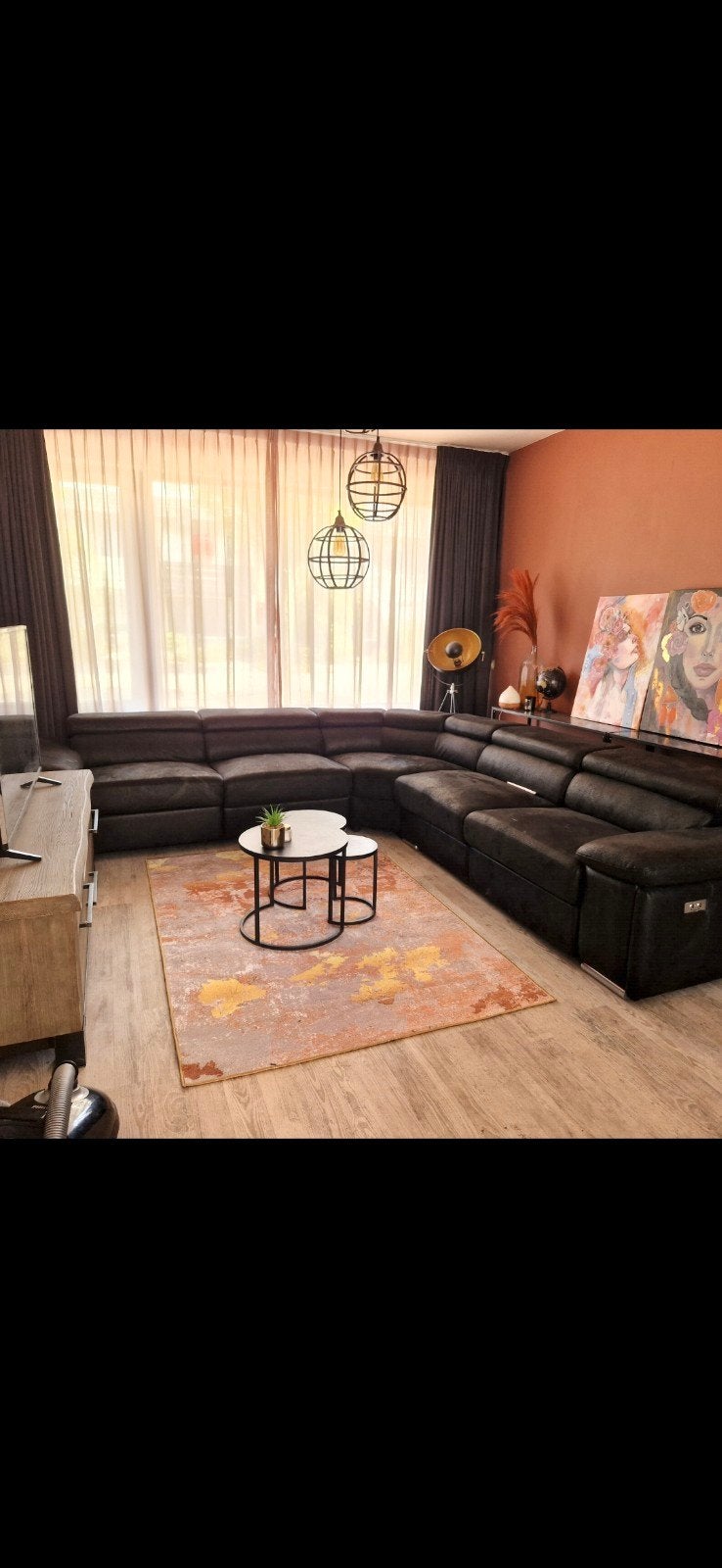Luxe Hoekbank met Elektrisch Verstelbare Hoofdsteunen en USB, Huis en Inrichting, Ophalen, Zo goed als nieuw, Vierpersoons of meer