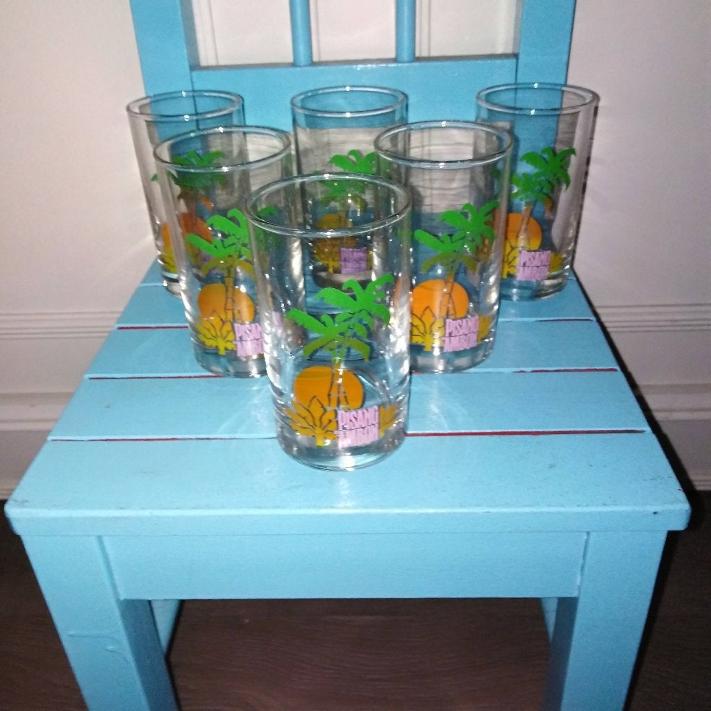 Pisang Ambon longdrinkglazen tropisch zonsondergangthema 6x, Ophalen, Glas of Glazen, Overige stijlen, Glas