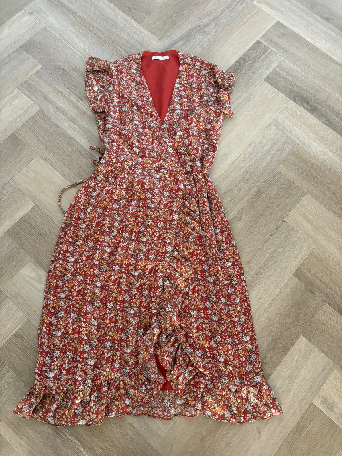 Freebird oranje Bloemenprint Jurk Maat S, Maat 38/40 (M), Oranje, Ophalen of Verzenden, Zo goed als nieuw