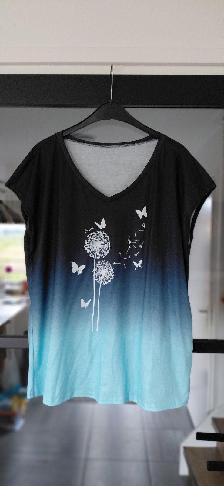 Shein T-shirt met vlinders en paardenbloemen, maat XL, Zwart, Maat 46/48 (XL) of groter, Nieuw, Ophalen of Verzenden
