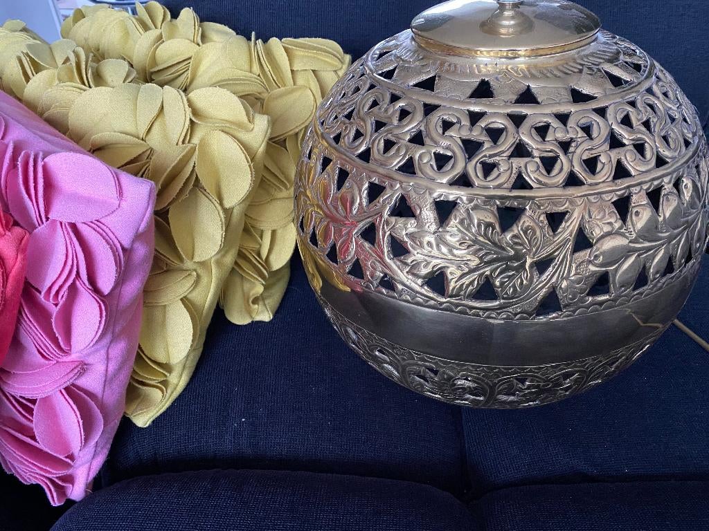 VINTAGE BRASS TABLE LAMP SET 2 PIECES, Verzenden, Gebruikt, Metaal