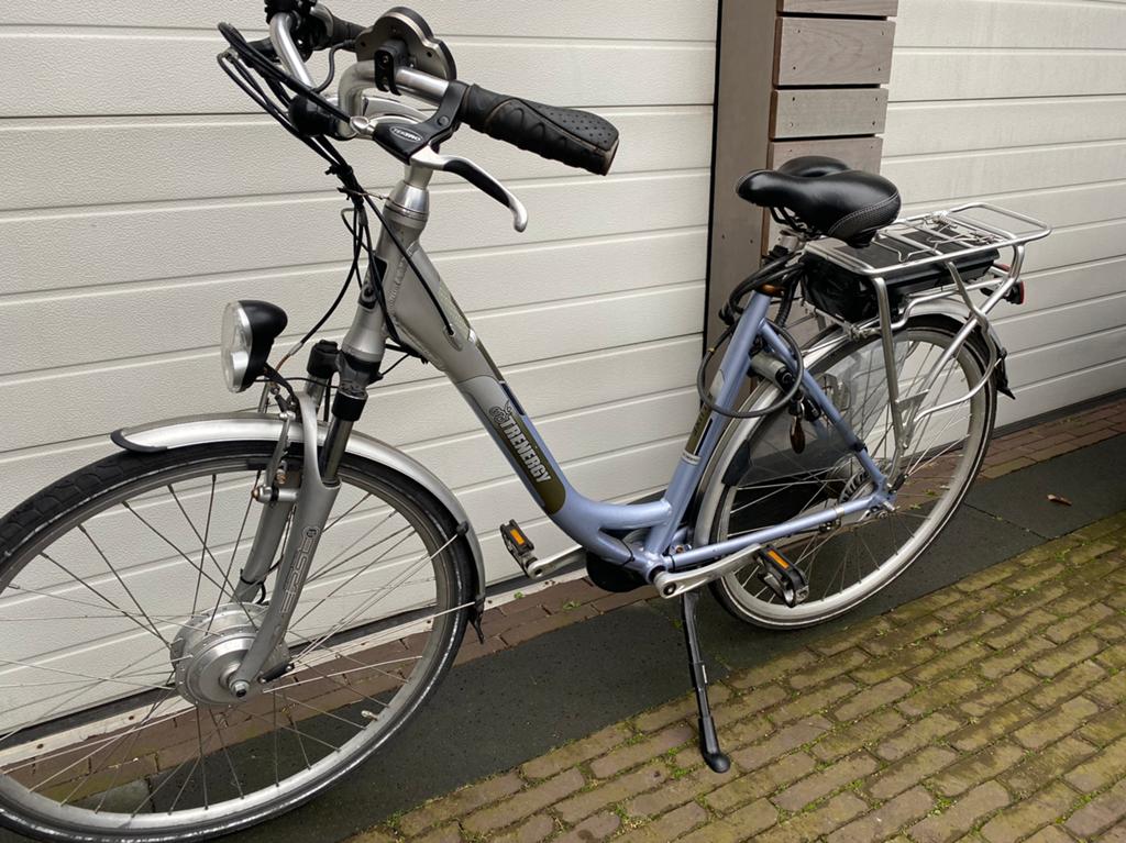Elektrische fiets,blauw met grijs,trenergy, Ophalen of Verzenden, Gebruikt, Overige merken