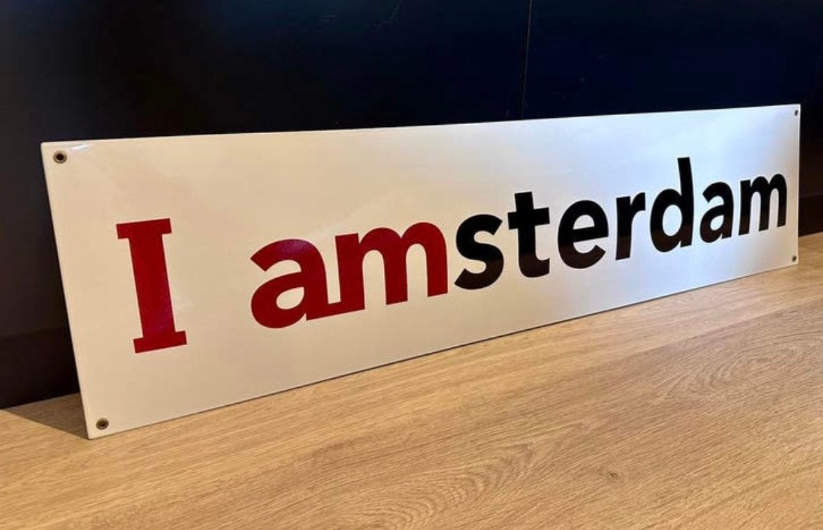 I AMSTERDAM EMAILLEBORD XL 100X25, Verzamelen, Merken en Reclamevoorwerpen, Ophalen of Verzenden, Zo goed als nieuw, Overige typen