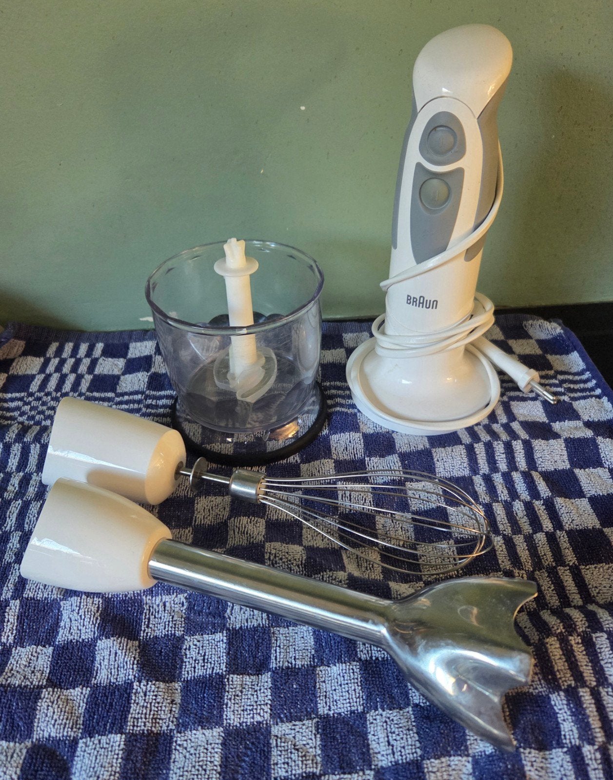 Braun staafmixer met garde en hakmolen, Minder dan 1 liter, Verzenden, Gebruikt, 2 snelheden