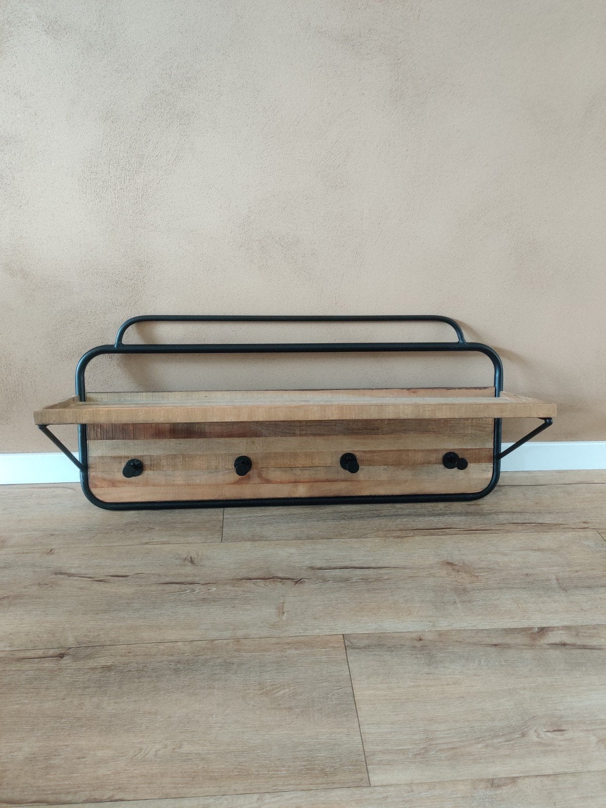 Wandkapstok industrieel hout en metaal, Huis en Inrichting, Zo goed als nieuw, Minder dan 100 cm, Hout, Ophalen