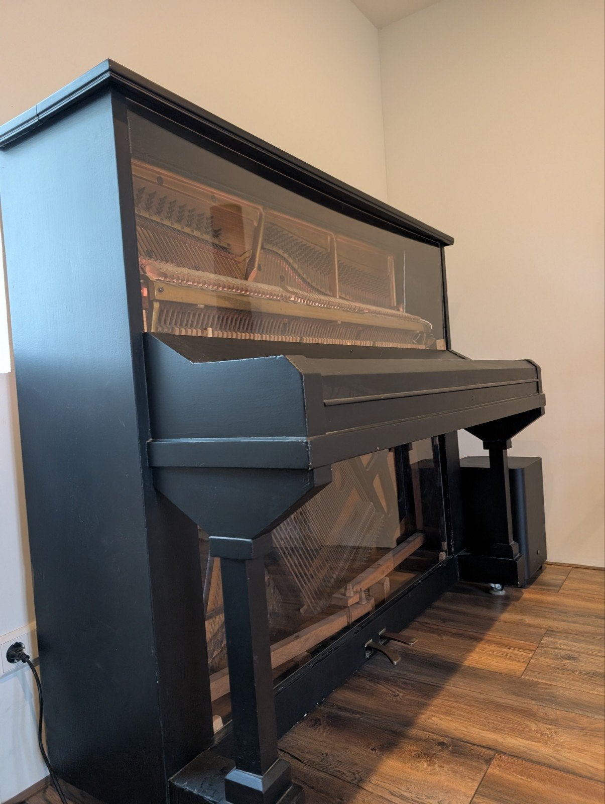 Unieke Zwarte Piano met Transparante Behuizing, Ophalen, Gebruikt, Zwart, Piano