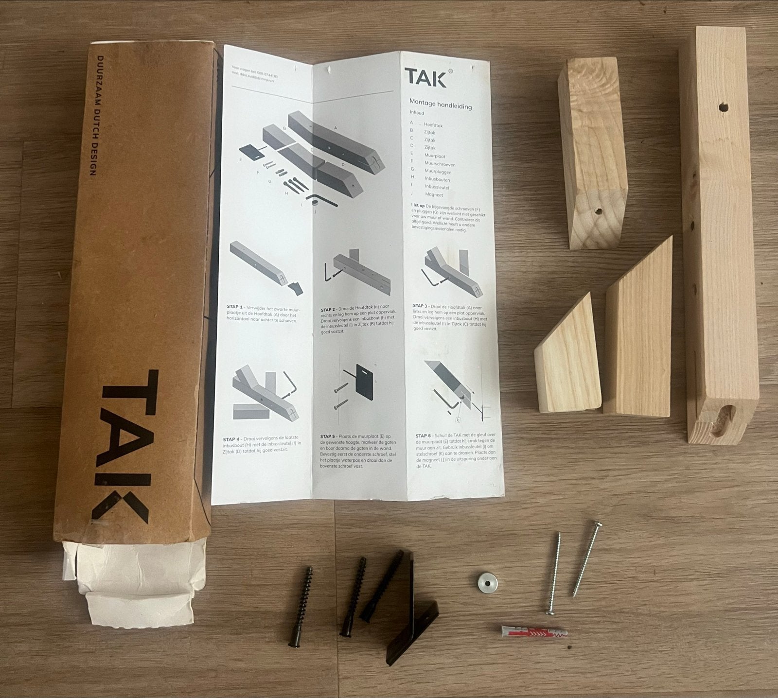 TAK Houten Wandkapstok - Duurzaam Dutch Design, Ophalen of Verzenden, Nieuw, Hout, Wandkapstok