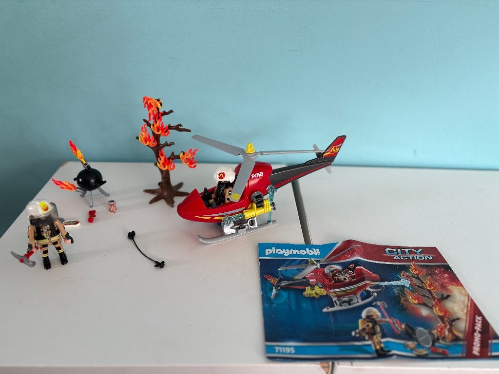 Playmobil City Action Brandweer Helikopter Set 71195, Complete set, Voertuig, Ophalen of Verzenden, Zo goed als nieuw