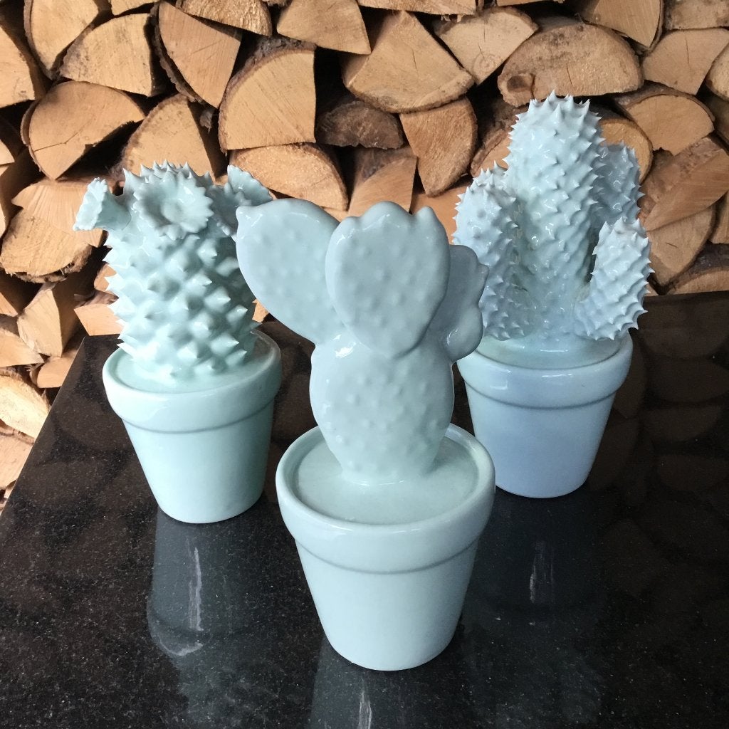 Kare Design 3 stuks cactus beeld keramiek in groen, Ophalen of Verzenden, Nieuw, Mens