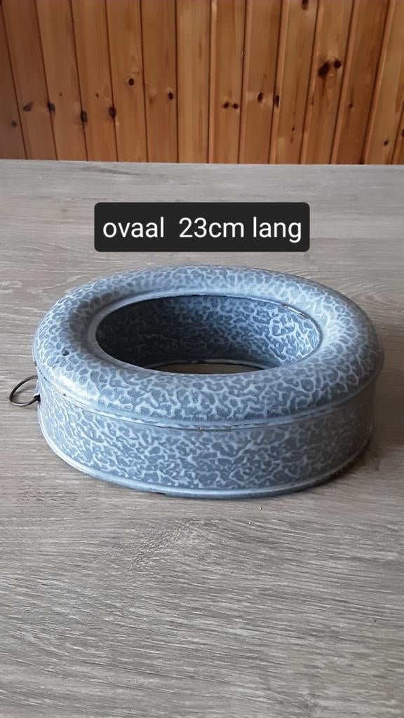 EMAILLE GRIJSGEWOLKTE RIJSTRING., Antiek en Kunst, Antiek | Emaille, Ophalen of Verzenden