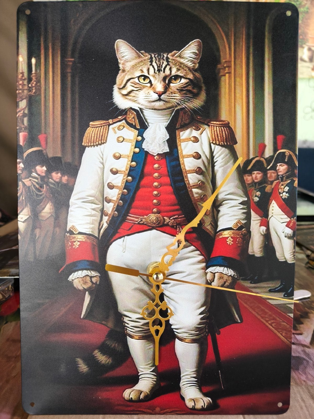Wandklok Kat in Uniform - Uniek Design, Verzenden, Wandklok