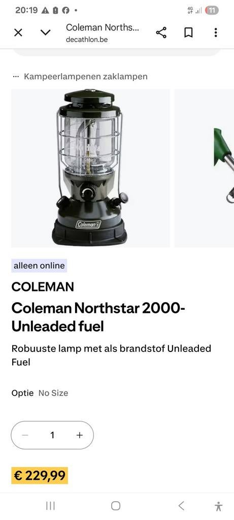 Coleman Northstar 2000 750E in doos reserve-glas kousjes TOP, Ophalen of Verzenden, Zo goed als nieuw