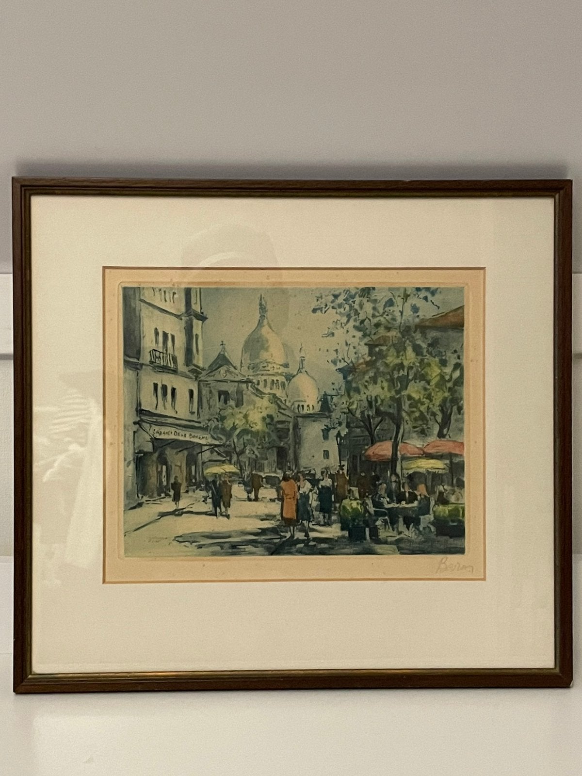Marcel Julien Baron • Kleurenets • Gesigneerd • 1900-1950, Antiek en Kunst, Ets, Stadsgezicht, 17 cm, 22 cm