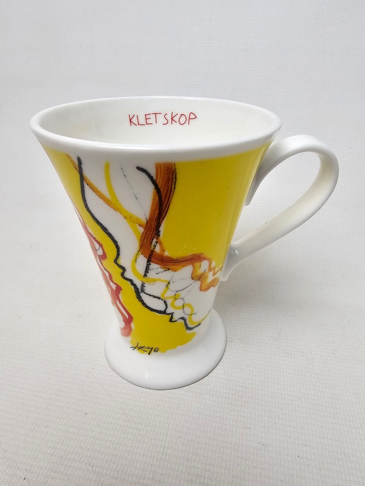 # Jaap Keldermans Art Mok KLETSKOP - Fine Bone China, Gebruikt, Ophalen of Verzenden, Overige stijlen, Kop(pen) en/of Schotel(s)