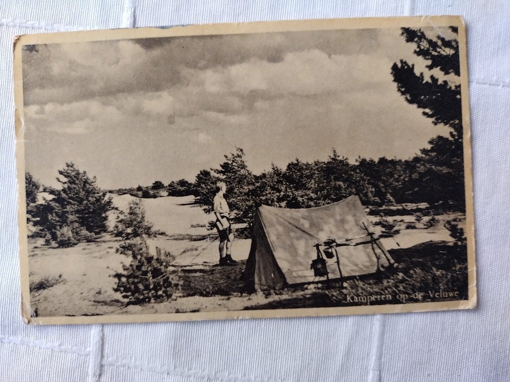 Ansicht kamperen op de veluwe jaren 50, Ophalen of Verzenden, 1940 tot 1960, Gelopen, Gelderland