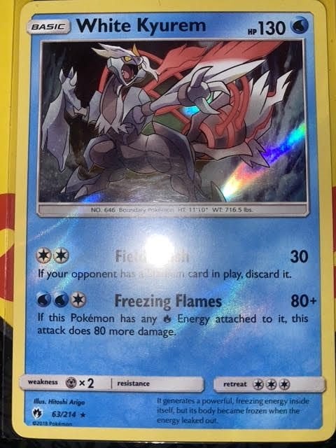 white kyurem 63/214 holofoil, Ophalen of Verzenden, Zo goed als nieuw, Losse kaart