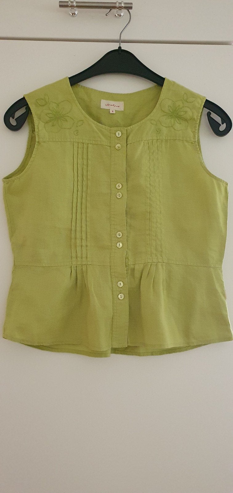 Jackpot Limegroene mouwloze top met borduursel, Maat 38/40 (M), Jackpot, Ophalen of Verzenden, Zo goed als nieuw