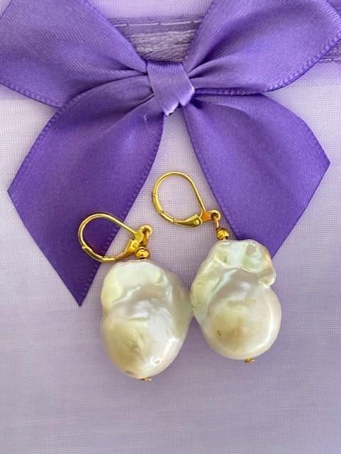 Parel Oorbellen Enorm Zuidzee Barok Edison Parels Goud, Sieraden, Tassen en Uiterlijk, Overige materialen, Hangers, Wit, Nieuw