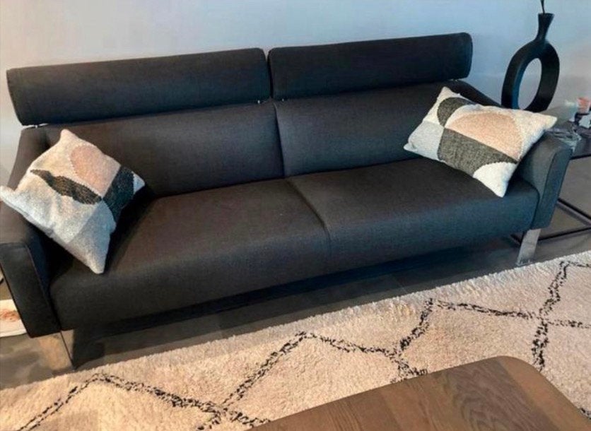 Leolux Patachou 3 zitsbank + 1 fauteuil stof donker grijs, Ophalen, Gebruikt, Driepersoons, 75 tot 100 cm