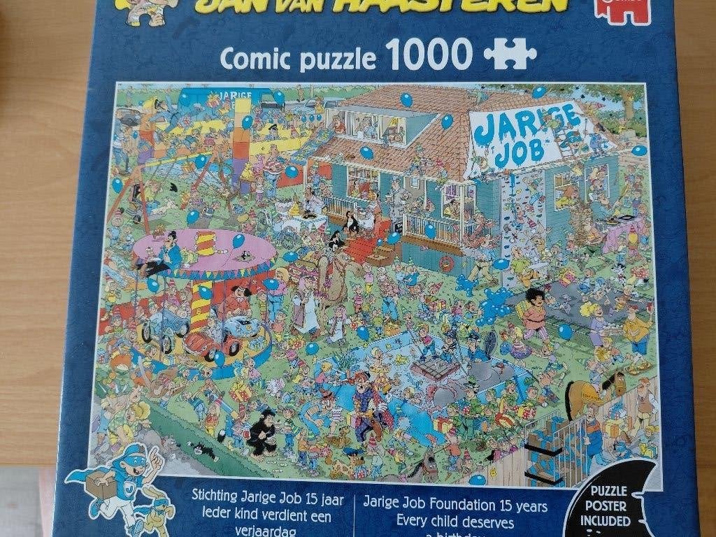 van Haasteren puzzel, "Stichting Jarige Job", 1000 stukjes, Ophalen, 500 t/m 1500 stukjes, Zo goed als nieuw
