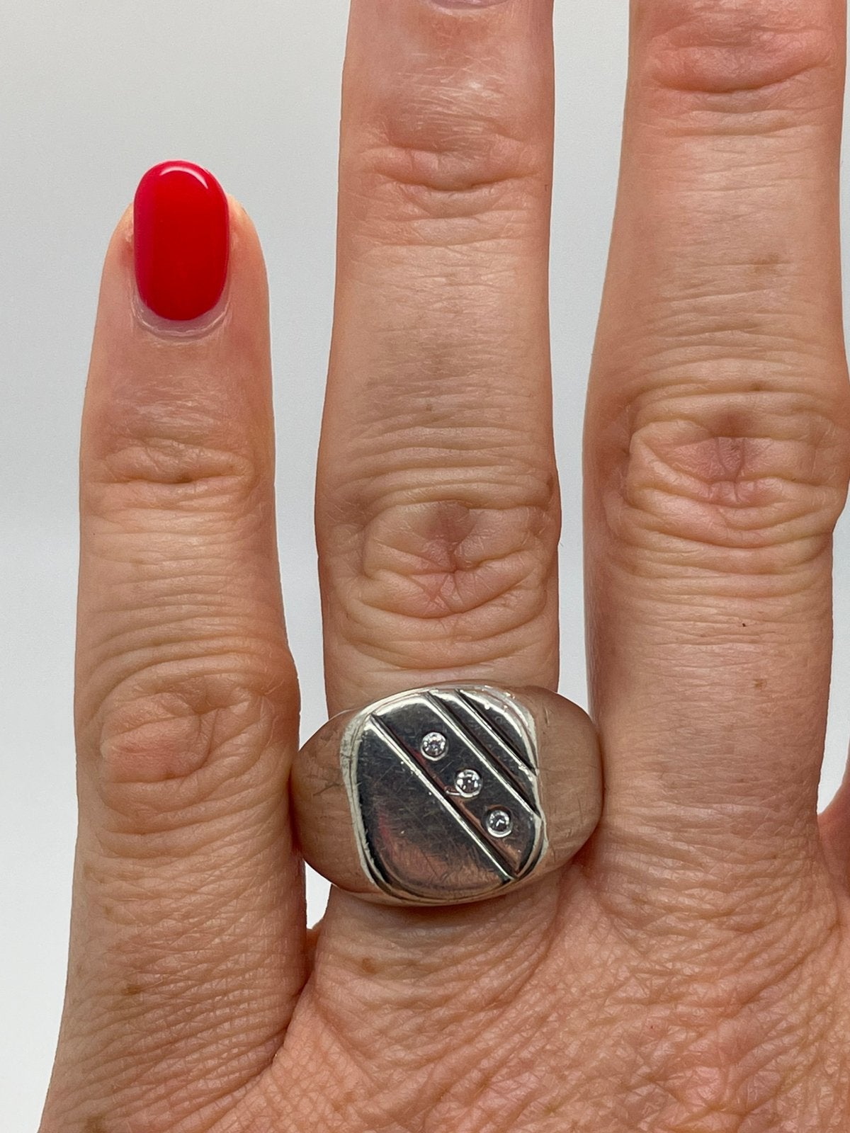 E477 Prachtige zilveren zegelring maat 20,5, Ophalen of Verzenden, Zilver, Ring
