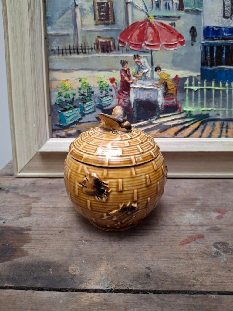 Zeldzaam Barbotine Majolica Honingpotje, Antiek en Kunst, Curiosa en Brocante, Ophalen of Verzenden