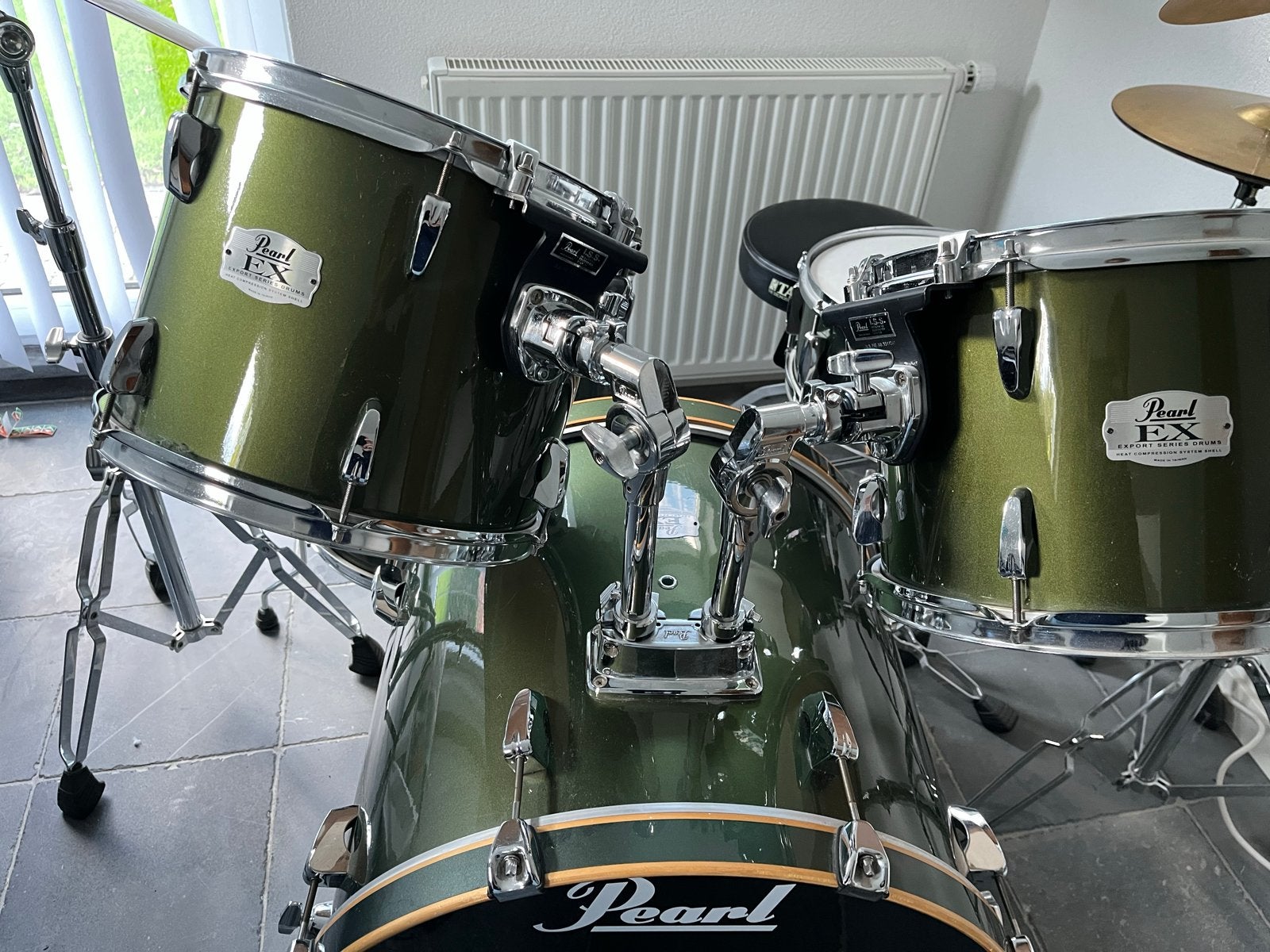 Pearl Export Drumstel met Paiste Bekkens, Ophalen, Gebruikt, Pearl