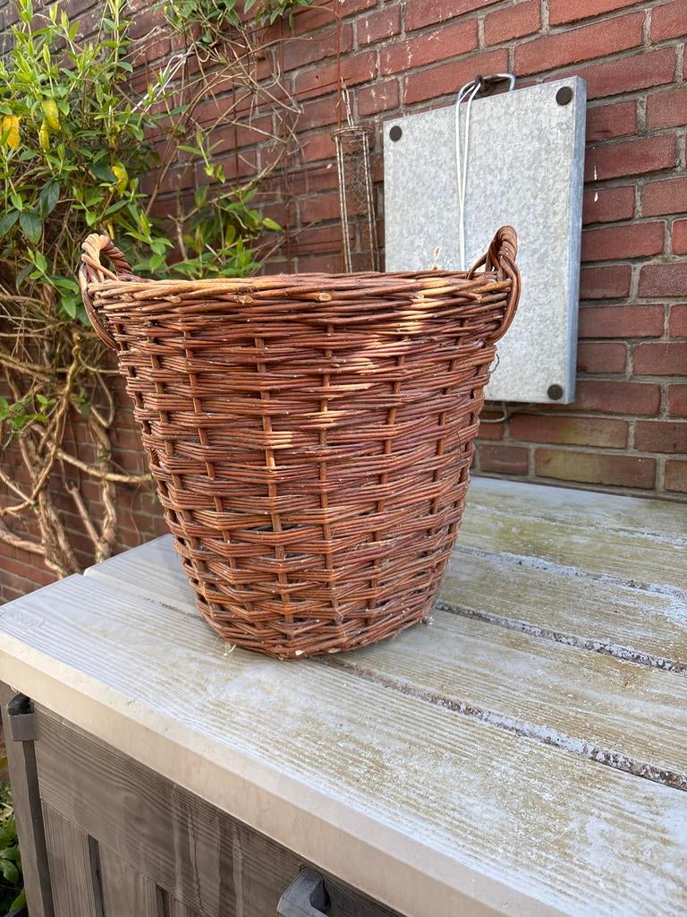 Grote rieten opbergmand voor houtblokken, 38x45 cm, Ophalen, Gebruikt, Mand, Rond