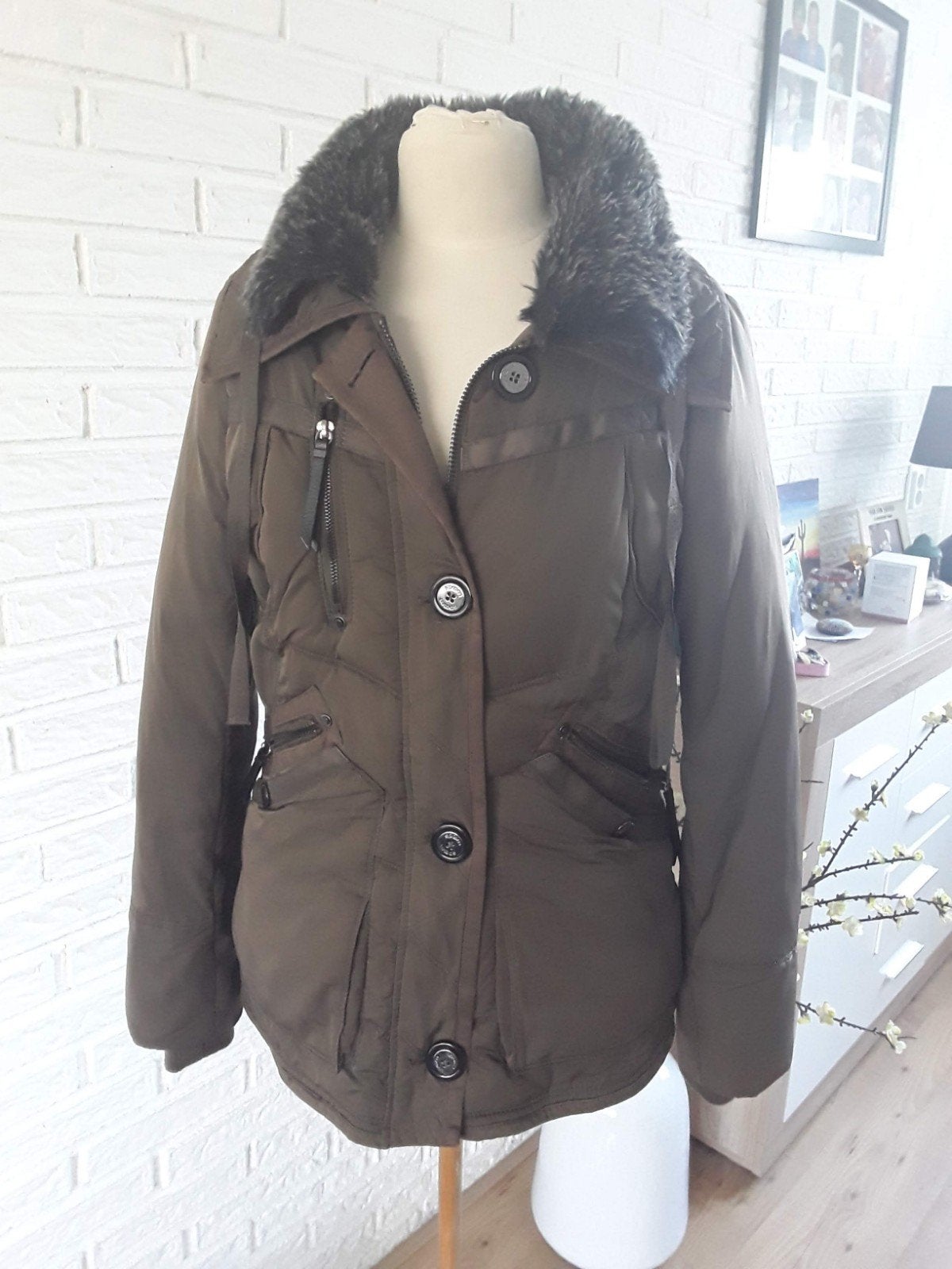 mooie gewarteerde winterjas maat 40, Kleding | Dames, Maat 38/40 (M), Bruin, Spoom, Ophalen of Verzenden