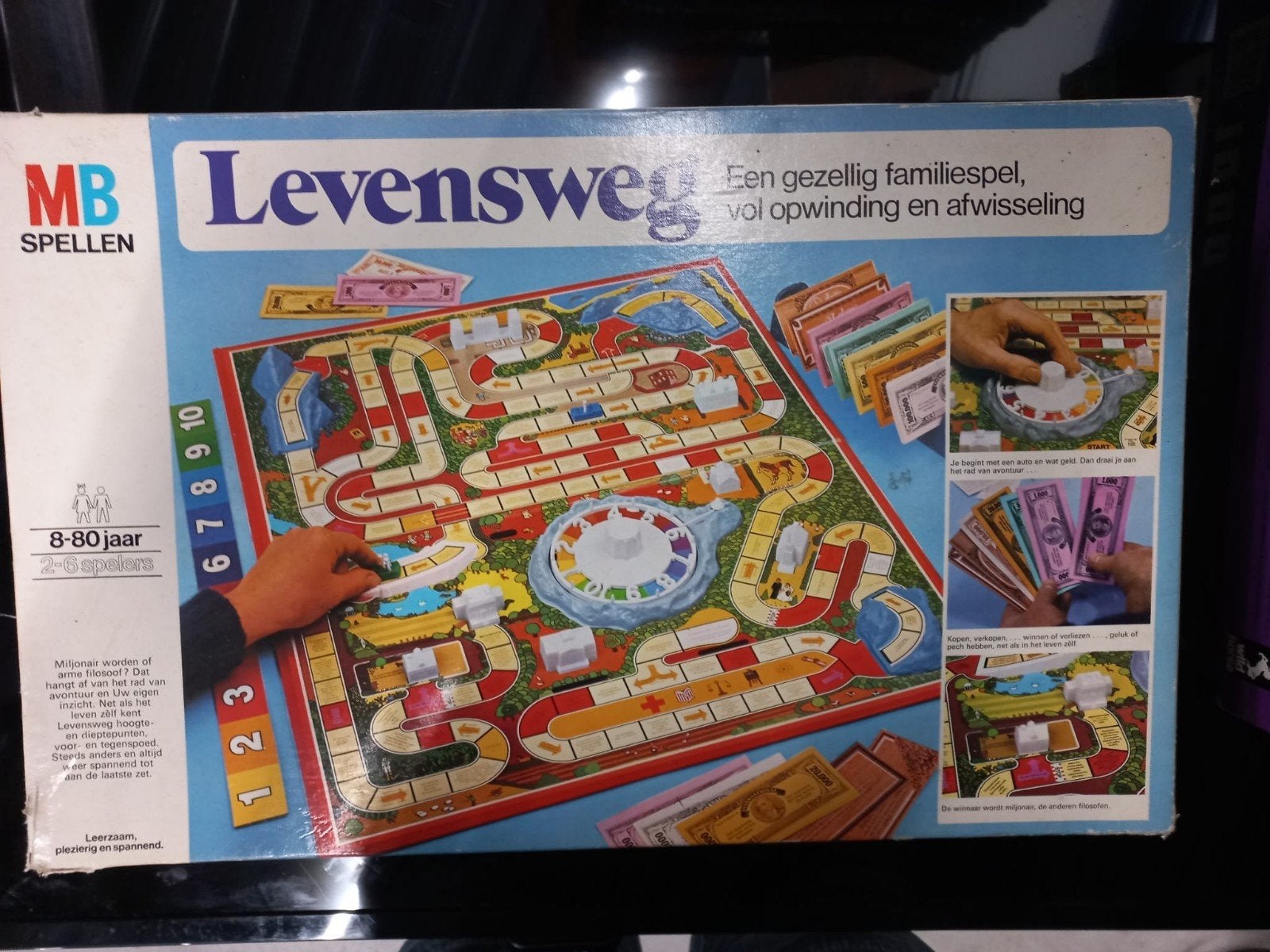 Levensweg bordspel - MB Spellen (opbrengst Roparun), Hobby en Vrije tijd, Drie of vier spelers, Ophalen, Zo goed als nieuw, MB Spellen