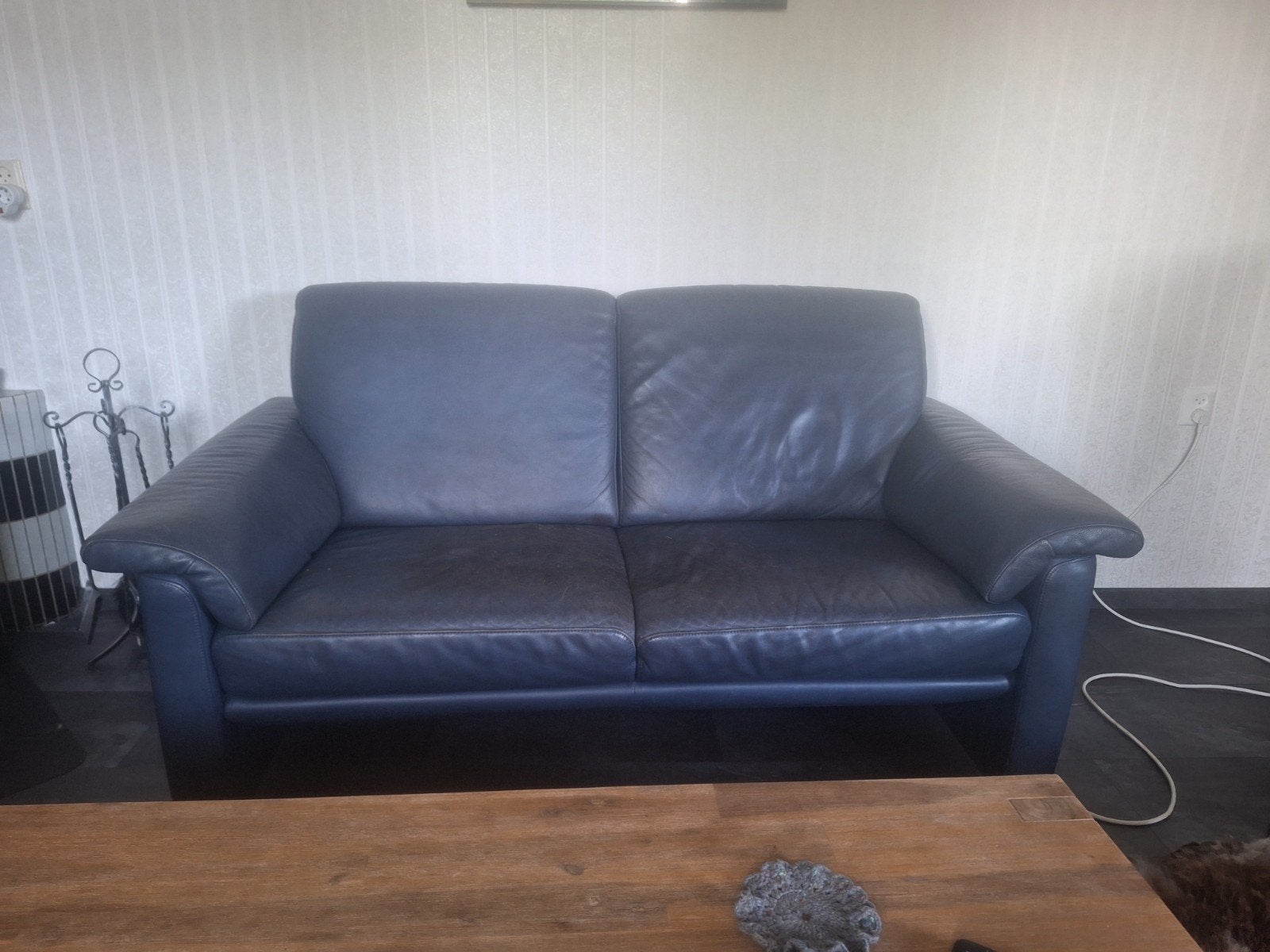 2 W.Schillig Leren Tweezitsbanken - Donkerblauw, Huis en Inrichting, Ophalen, Gebruikt, 150 tot 200 cm, Modern klassiek