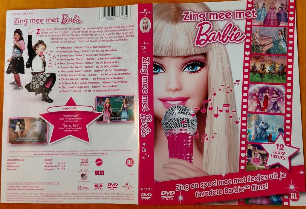 Zing mee met Barbie DVD - 12 Leuke Liedjes!, Gebruikt, Alle leeftijden, Poppen, Ophalen of Verzenden