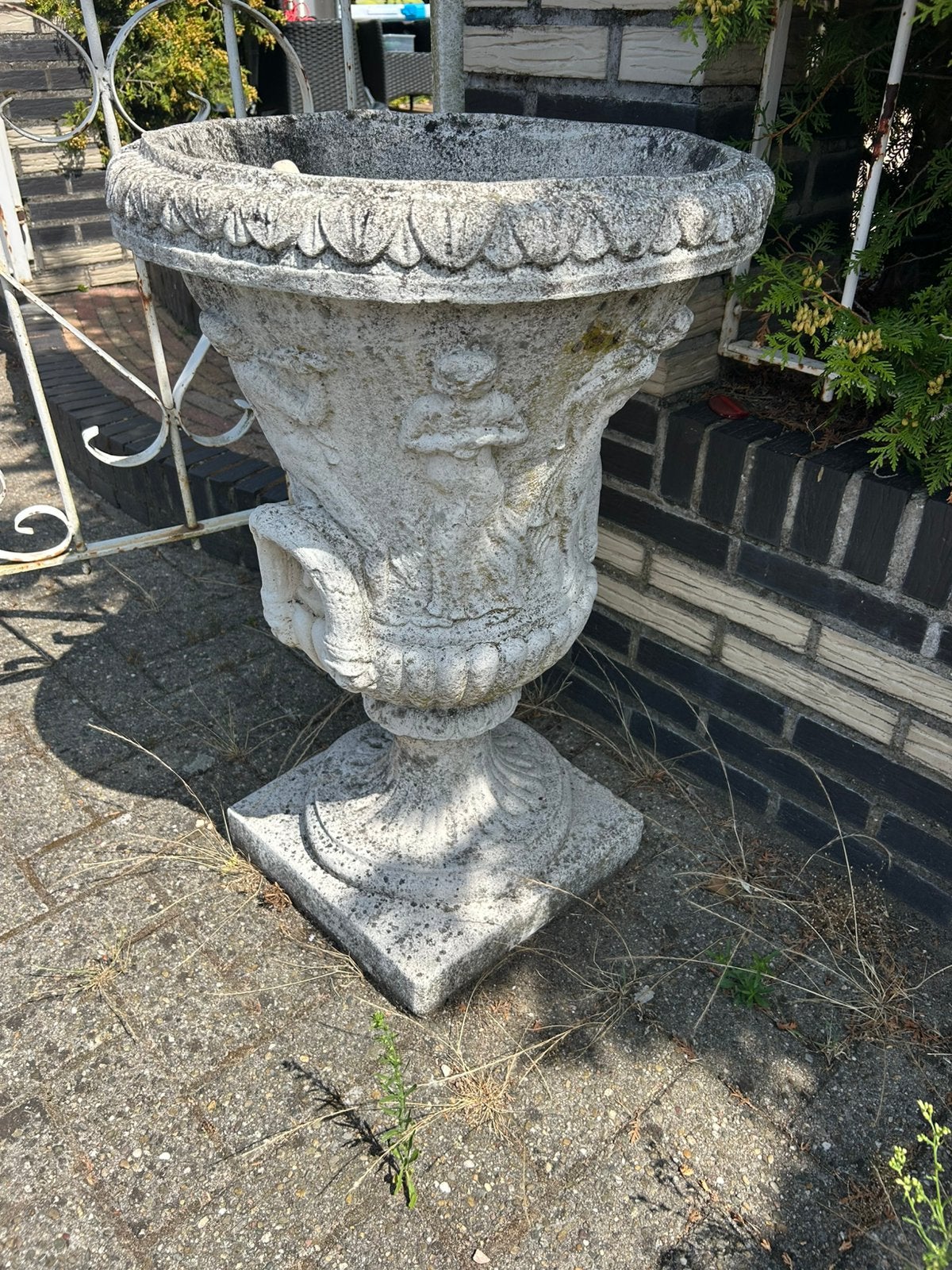 Stenen bloempot 4 stuks, Ophalen, Steen, 40 cm of meer, Rond