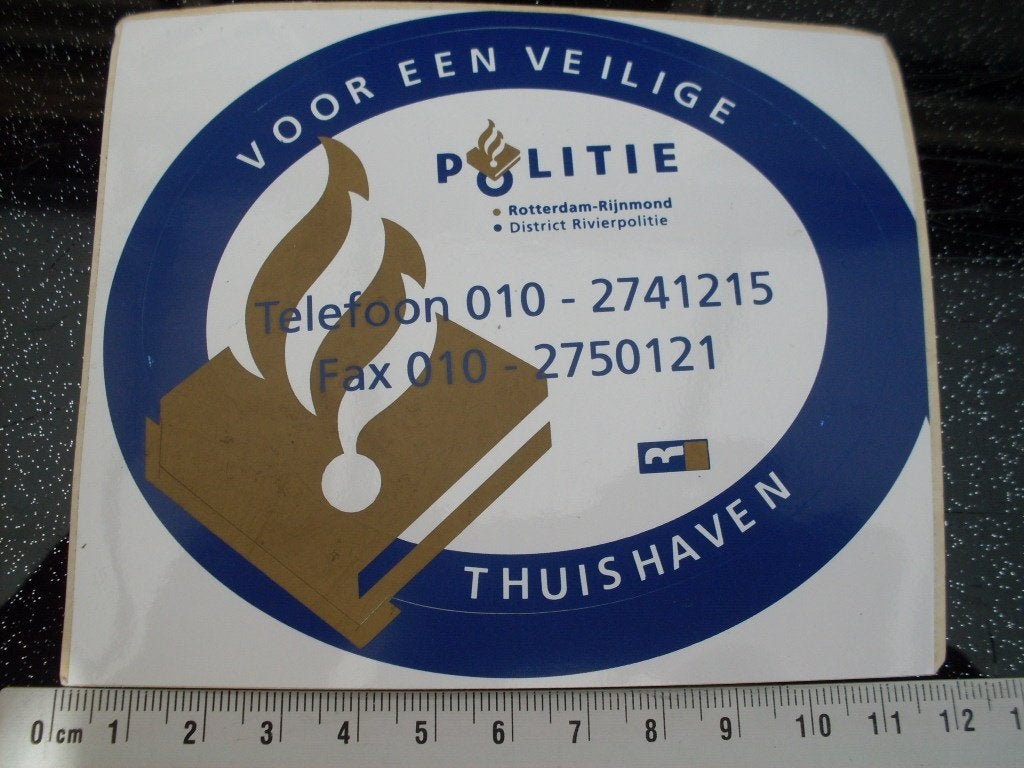 2x sticker politie rotterdam rijnmond rivierpolitie haven, Verzenden, Zo goed als nieuw, Bedrijf of Vereniging