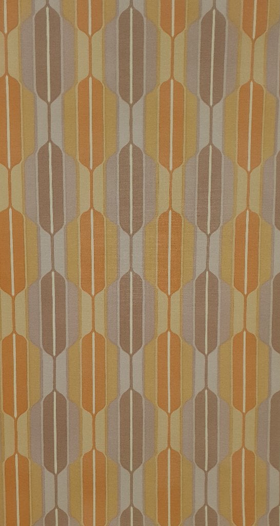 13651 Vintage space age behang met banenpatroon 70s swiet, Ophalen of Verzenden, Bruin