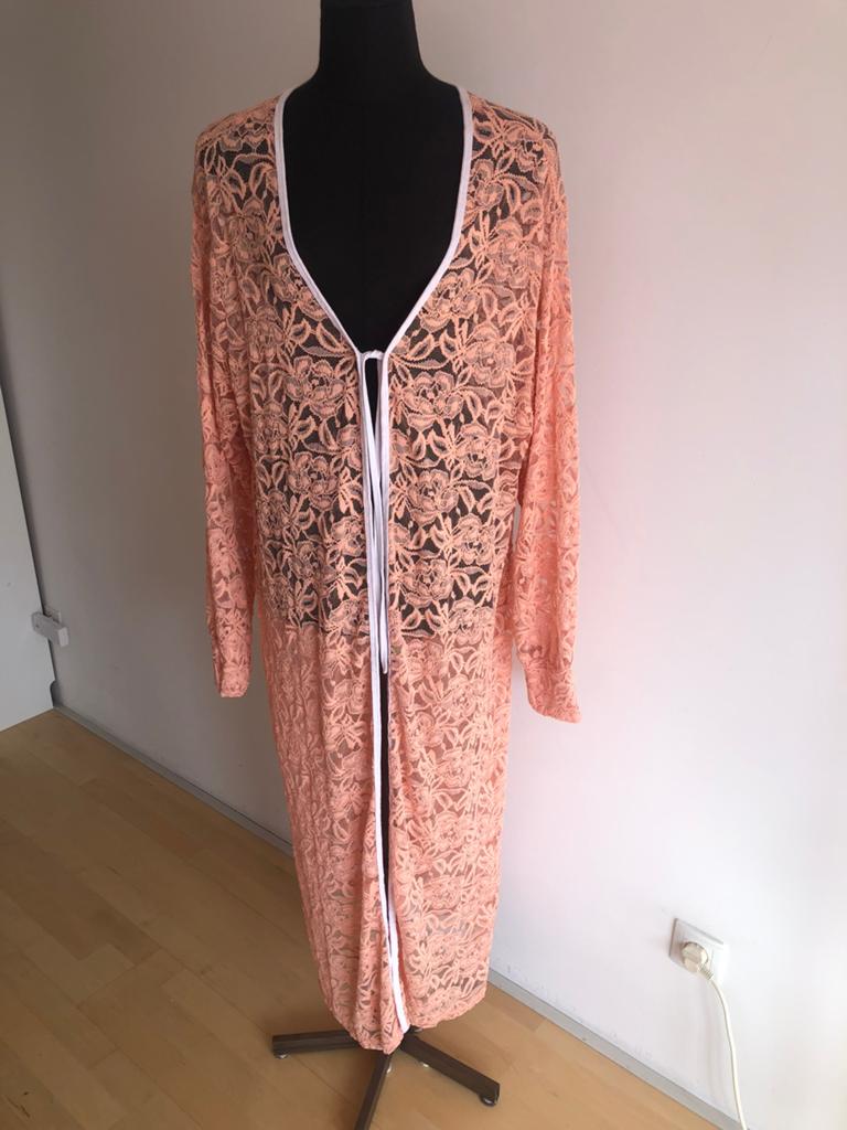 Zalmroze kanten stretch kimono maat XL, Ophalen of Verzenden, Zo goed als nieuw, Roze, Jurk