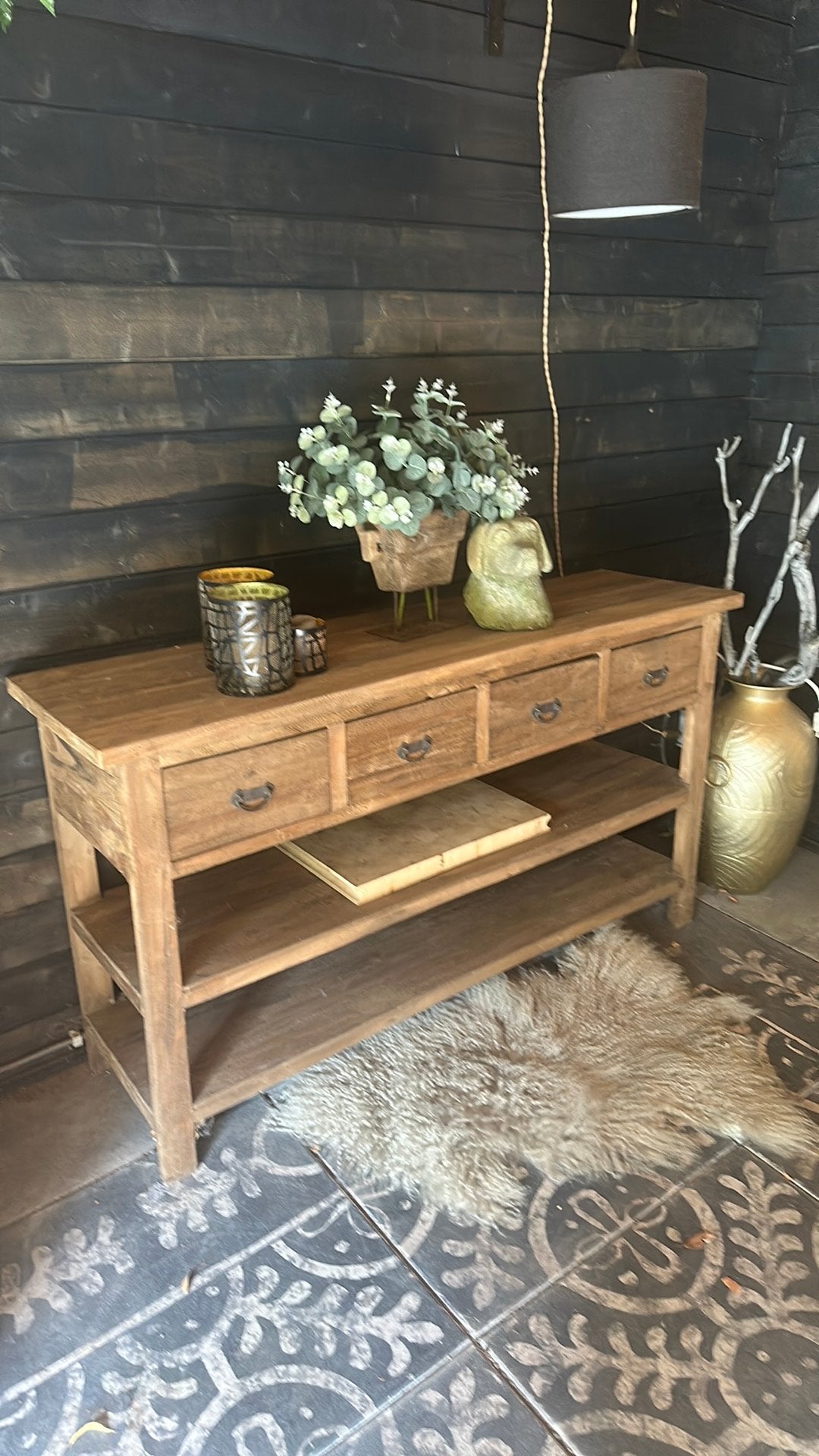 Houten sidetable, Huis en Inrichting, Ophalen, Zo goed als nieuw, 25 tot 50 cm, Rechthoekig