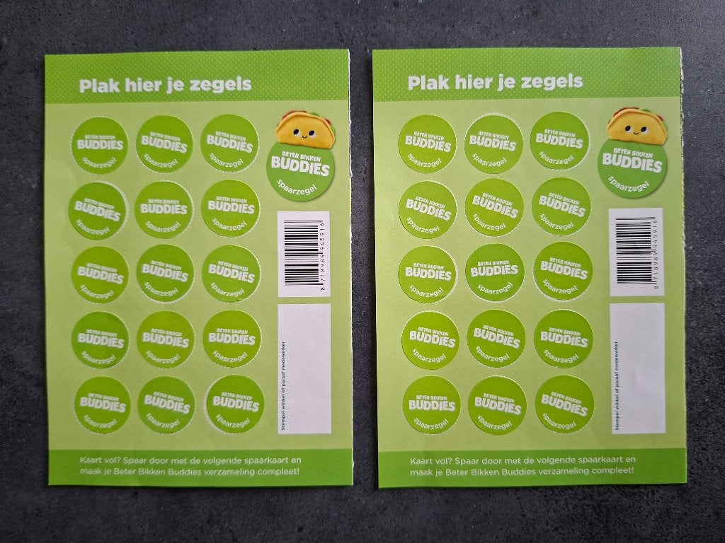 Beter Bikken Buddies - 2 volle spaarkaarten knuffels, Verzamelen, Plus, Ophalen of Verzenden
