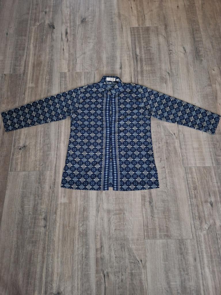 Bali Batik Heren Blouse - Uniek Patroon, Kleding | Heren, Overhemden, Blauw, Bali Batik, Gedragen, Halswijdte 39/40 (M)