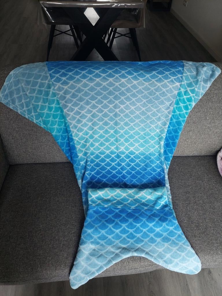 Zeemeermin deken - Blauw/Groen, Ophalen of Verzenden, 100 cm of meer, Deken