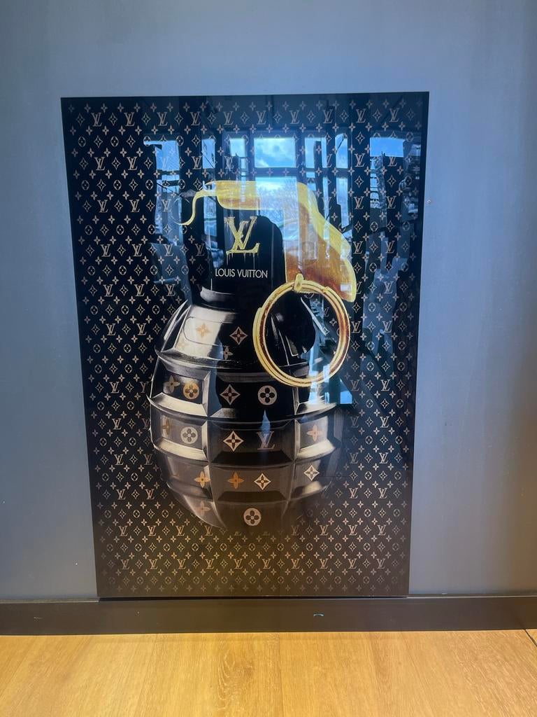 Louis Vuitton Granaat Kunstwerk 90x60 cm, Antiek en Kunst, Kunst | Schilderijen | Modern, Ophalen of Verzenden